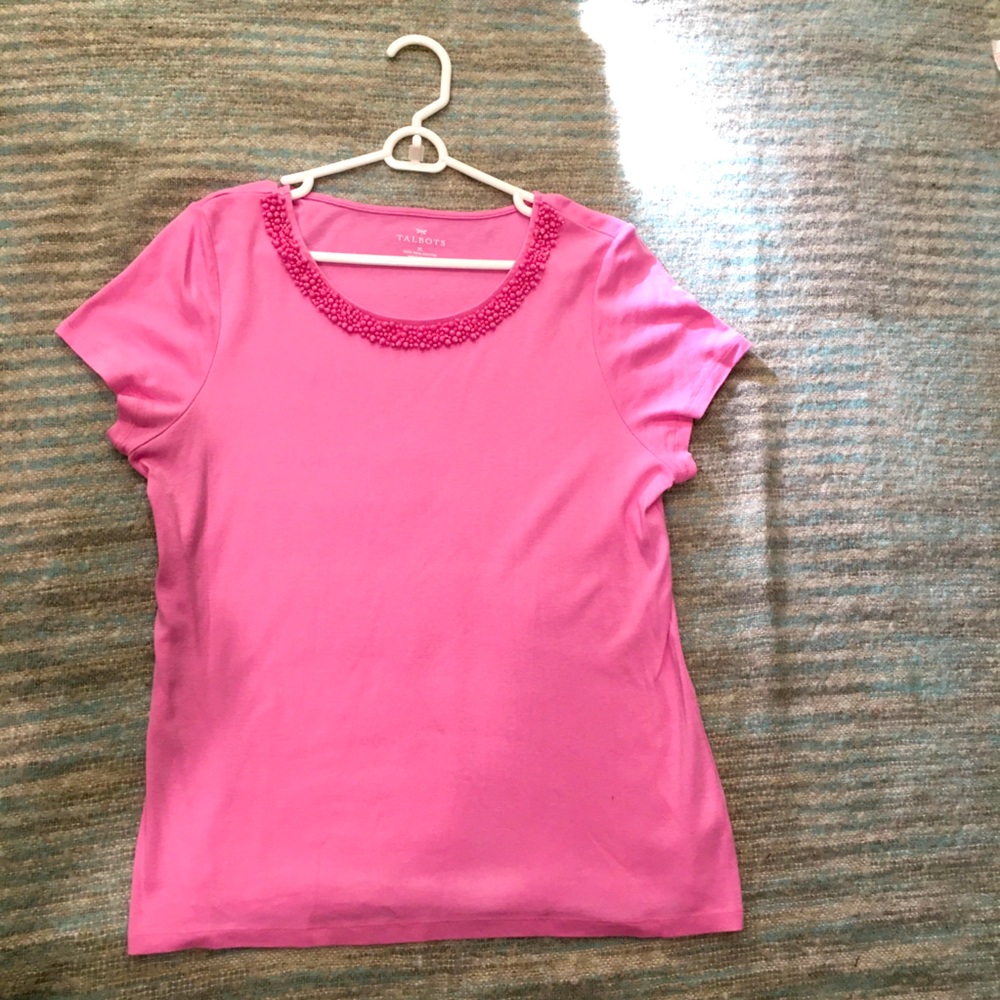 TALBOTS WOMENS PINK XL SHORT SLEEVED SHIRT
